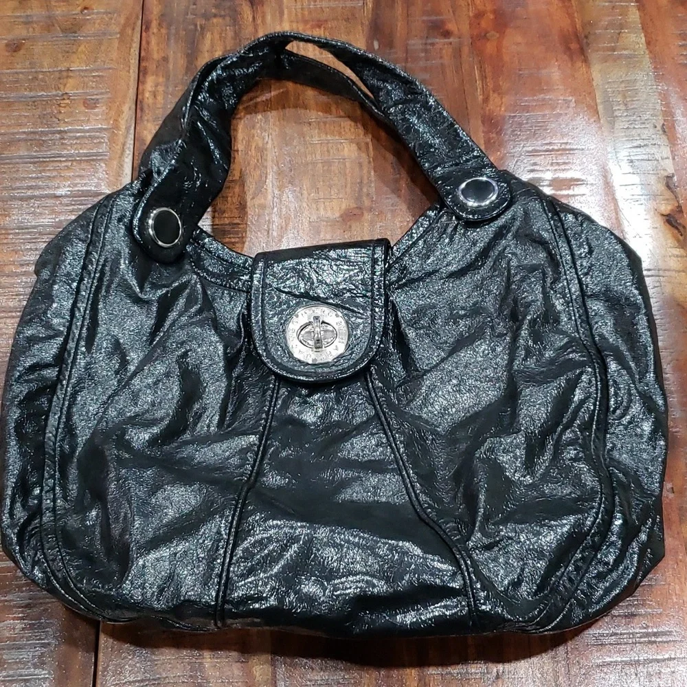 Marc By Marc Jacobs Silver and Black Slouch Hobo Leather Bag